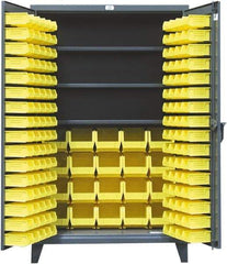 Strong Hold - 3 Shelf 164 Bin Storage Cabinet - Steel, 48" Wide x 24" Deep x 78" High, Dark Gray - USA Tool & Supply