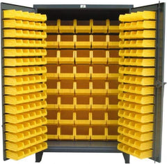 Strong Hold - 184 Bin Storage Cabinet - Steel, 48" Wide x 24" Deep x 78" High, Dark Gray - USA Tool & Supply