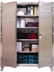Strong Hold - 4 Shelf Locking Storage Cabinet - Stainless Steel, 60" Wide x 24" Deep x 72" High, Dark Gray - USA Tool & Supply