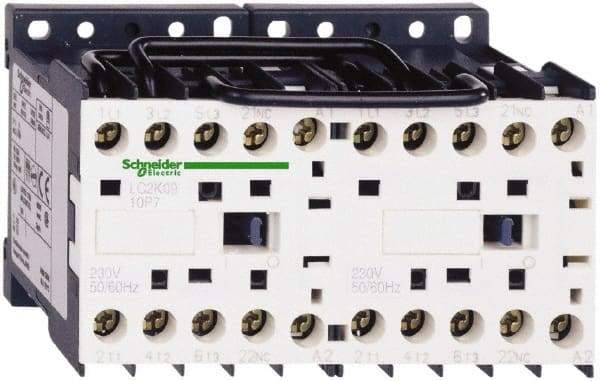 Schneider Electric - 3 Pole, 230 Coil VAC at 50/60 Hz, 16 Amp at 690 VAC, 20 Amp at 440 VAC and 9 Amp at 440 VAC, Reversible IEC Contactor - BS 5424, CSA, IEC 60947, NF C 63-110, RoHS Compliant, UL Listed, VDE 0660 - USA Tool & Supply