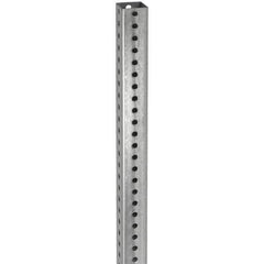 TAPCO - 12' High, Galvanized Traffic Sign Post - Steel, 7/16" Hole Diam, Silver - USA Tool & Supply