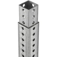 TAPCO - 4' High, Galvanized Traffic Sign Post - Steel, 7/16" Hole Diam, Silver - USA Tool & Supply