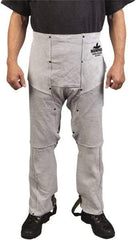 MCR Safety - Size Universal Leather Welding Chaps - No Pockets, 38" Inseam, Gray - USA Tool & Supply