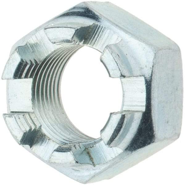 Value Collection - 1/2-20 UNF Grade 5 Steel Castle Locknut - Zinc-Plated Finish - USA Tool & Supply