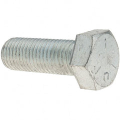 Value Collection - 7/8-9 UNC, 2-1/2" Length Under Head Hex Head Cap Screw - Fully Threaded, Grade 5 Steel, Zinc-Plated Finish, 1-5/16" Hex - USA Tool & Supply