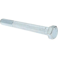 Value Collection - 3/4-10 UNC, 7" Length Under Head Hex Head Cap Screw - Partially Threaded, Grade 5 Steel, Zinc-Plated Finish, 1-1/8" Hex - USA Tool & Supply