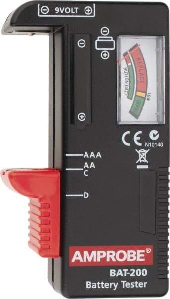 Amprobe - 0.9 VAC to 9 VAC, Battery Tester - Analog Display - USA Tool & Supply