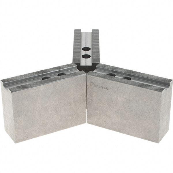 Abbott Workholding Products - 12" & Up Chuck Capacity, 1.5mm x 60° Serrated Attachment, Square Soft Lathe Chuck Jaw - 3 Jaws, Steel, 1.1811" Btw Mount Hole Ctrs, 5-1/2" Long x 2" Wide x 4" High, 0.8268" Groove, 0.6299" & 16mm Fastener - USA Tool & Supply