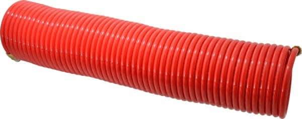 PRO-SOURCE - 1/4" ID, 1/4 Thread, 50' Long, Red Nylon Coiled & Self Storing Hose - 350 Max psi, Male Swivel x Male Swivel - USA Tool & Supply