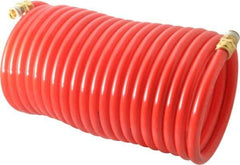 PRO-SOURCE - 3/8" ID, 3/8 Thread, 25' Long, Red Nylon Coiled & Self Storing Hose - 310 Max psi, Male Swivel x Male Swivel - USA Tool & Supply