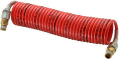 PRO-SOURCE - 1/8" ID, 1/8 Thread, 12' Long, Red Nylon Coiled & Self Storing Hose - 386 Max psi, Male Swivel x Male Swivel - USA Tool & Supply