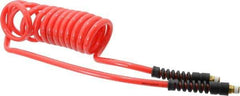 PRO-SOURCE - 5/16" ID, 1/4 Thread, 10' Long, Red Polyurethane Coiled & Self Storing Hose - 120 Max psi, Male Swivel x Male Swivel - USA Tool & Supply