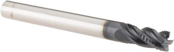 Iscar - 1/4" Diam, 1/2" LOC, 4 Flute Solid Carbide Roughing & Finishing Corner Chamfer End Mill - TiAlN Finish, 2-1/2" OAL, 1/4" Shank Diam, Straight Shank, 38° Helix, Centercutting, Regular Length - USA Tool & Supply