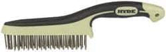 Hyde Tools - 1-1/8 Inch Trim Length Stainless Steel Scratch Brush - 6" Brush Length, 11-3/4" OAL, 1-1/8" Trim Length, Plastic with Rubber Overmold Ergonomic Handle - USA Tool & Supply