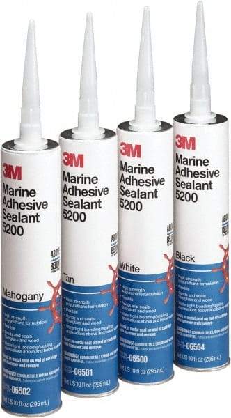 3M - 12.8 oz Cartridge White Polyurethane Marine Adhesive Sealant - 190°F Max Operating Temp, 60 min Tack Free Dry Time - USA Tool & Supply