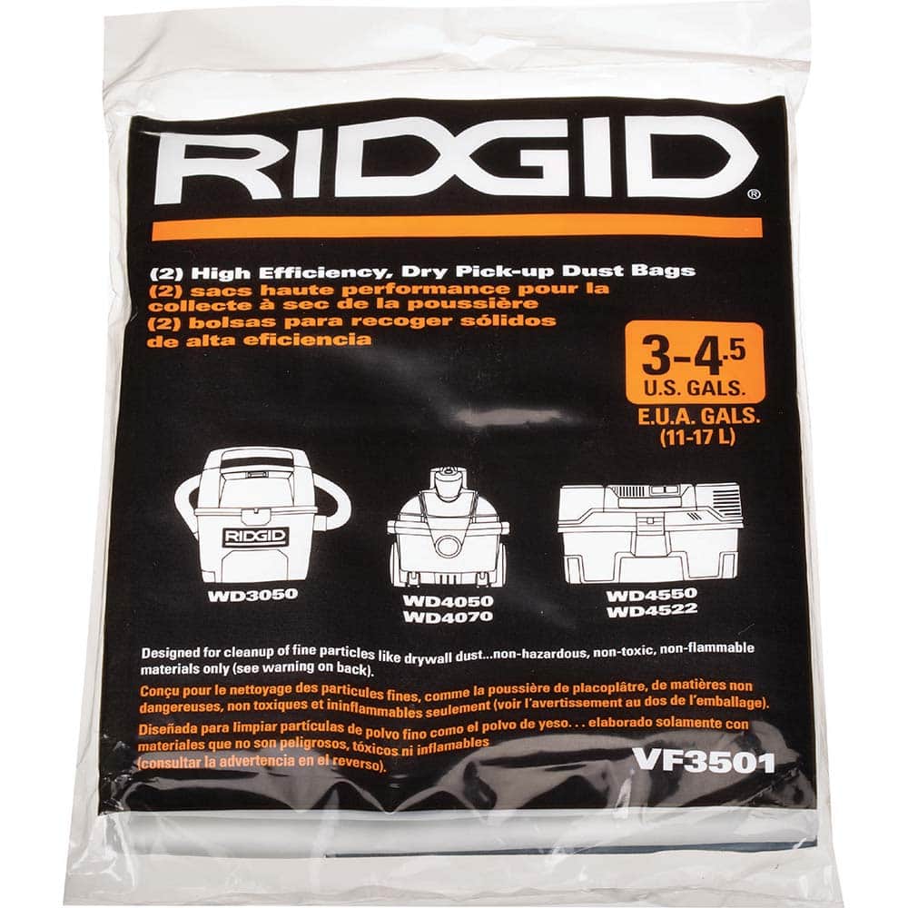 Ridgid - Vacuum Cleaner Filters Vacuum Type: Wet/Dry Vacuum Filter Type: Bag - USA Tool & Supply