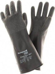 North - Size XL (10), 14" Long, 14 mil Thick, Butyl Chemical Resistant Gloves - Rough Finish, Rolled Cuff, Black, FDA Approved - USA Tool & Supply