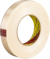 3M - 18mm x 55m Translucent Rubber Adhesive Strapping Tape - Polyester Yarn Filament-Reinforced Backing, 7.7 mil Thick, 270 Lb Tensile Strength, Series 880 - USA Tool & Supply