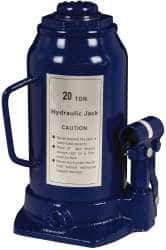 Value Collection - 20 Ton Capacity Side Pump Bottle Jack - 9-1/2" to 18-5/8" High, 6" Piston Stroke, 3-1/8" Screw Length, 1-1/2" Screw Diam, 2.2" Plunger Diam, 6-1/4" Long x 5-7/8" Wide Base - USA Tool & Supply