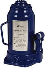Value Collection - 20 Ton Capacity Side Pump Bottle Jack - 9-1/2" to 18-5/8" High, 6" Piston Stroke, 3-1/8" Screw Length, 1-1/2" Screw Diam, 2.2" Plunger Diam, 6-1/4" Long x 5-7/8" Wide Base - USA Tool & Supply