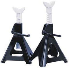Value Collection - 12 Ton Load Capacity Ratcheting Jack Stand - 17-1/2 to 27-1/2 Inch High, 12 Inch Base Diameter x 12 Inch Long x 10-5/8 Inch Wide Chassis - USA Tool & Supply