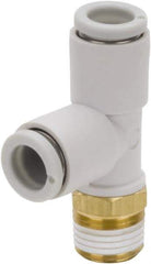 SMC PNEUMATICS - 10mm Outside Diam, 1/8 BSPT, Brass/Polybutylene Push-to-Connect Tube Male Run Tee - 145 Max psi - USA Tool & Supply