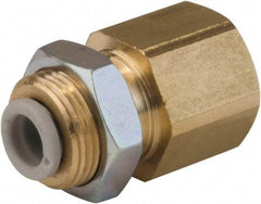 SMC PNEUMATICS - 16mm OD, 1/2 BSPT, Brass/Polybutylene Push-to-Connect Female Bulkhead - 145 Max psi - USA Tool & Supply