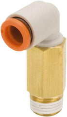 SMC PNEUMATICS - 5/16" Outside Diam, 1/8 NPT, Brass/Polybutylene Push-to-Connect Tube Extended Male Elbow - 145 Max psi - USA Tool & Supply