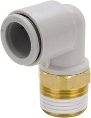 SMC PNEUMATICS - 12mm Outside Diam, 3/8 BSPT, Brass/Polybutylene Push-to-Connect Tube Male Elbow - 145 Max psi - USA Tool & Supply
