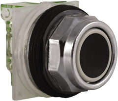 Schneider Electric - 30mm Mount Hole, Flush, Pushbutton Switch with Contact Block - Octagon, Black Pushbutton, Momentary (MO) - USA Tool & Supply