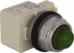 Schneider Electric - 120 V Green Lens Incandescent Pilot Light - Round Lens, Screw Clamp Connector - USA Tool & Supply