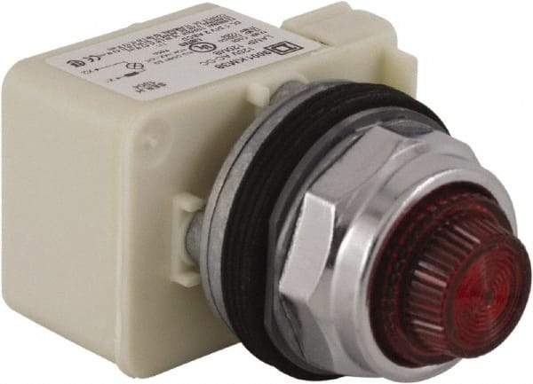 Schneider Electric - 120 V Red Lens Incandescent Pilot Light - Round Lens, Screw Clamp Connector - USA Tool & Supply