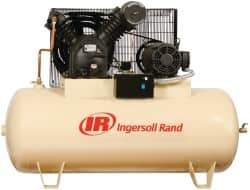 Ingersoll-Rand - 10 hp, 120 Gal Stationary Electric Horizontal Screw Air Compressor - Three Phase, 175 Max psi, 35 CFM, 230 Volt - USA Tool & Supply