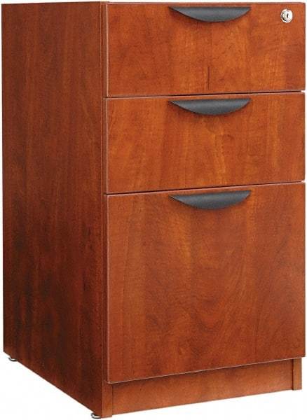 ALERA - 15-5/8" Wide x 28-1/2" High x 28-1/2" Deep, 3 Drawer Full Pedestal - Woodgrain Laminate, Cherry - USA Tool & Supply