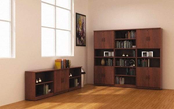 ALERA - 6 Shelf, 80-3/8" High x 31-3/4" Wide Bookcase - 14" Deep, Woodgrain Laminate, Medium Cherry - USA Tool & Supply