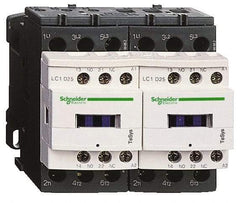 Schneider Electric - 3 Pole, 120 Coil VAC at 50/60 Hz, 12 Amp at 440 VAC, Reversible IEC Contactor - 1 Phase hp: 1 at 115 VAC, 2 at 230/240 VAC, 3 Phase hp: 10 at 575/600 VAC, 3 at 200/208 VAC, 3 at 230/240 VAC, 7.5 at 460/480 VAC - USA Tool & Supply