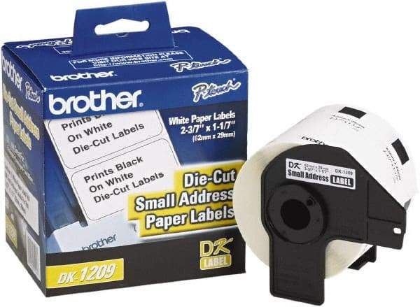 Brother - 1.1" Wide x 2-3/16" Long, White Paper Shipping Label - For PC Label Printers - USA Tool & Supply