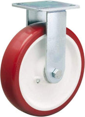 Hamilton - 8" Diam x 2" Wide x 9-1/2" OAH Top Plate Mount Rigid Caster - Polyurethane Mold on Polypropylene, 900 Lb Capacity, Straight Roller Bearing, 4 x 4-1/2" Plate - USA Tool & Supply