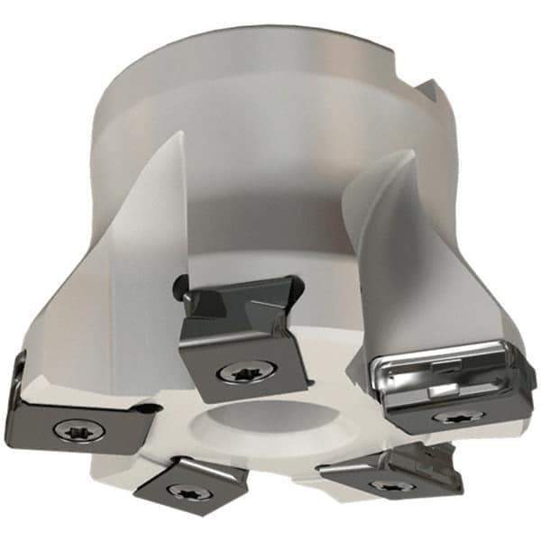 Iscar - 5 Inserts, 2-1/2" Cut Diam, 1" Arbor Diam, 0.118" Max Depth of Cut, Indexable Square-Shoulder Face Mill - 0/90° Lead Angle, 1-3/4" High, HTP LNHT 1606 Insert Compatibility, Through Coolant, Series TangPlunge - USA Tool & Supply