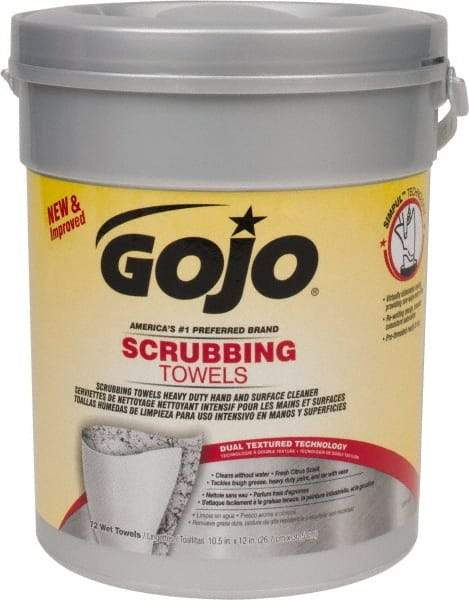 GOJO - Pre-Moistened Hand Cleaning Wipes - Canister, 12-1/4" x 10-1/2" Sheet Size, Red - USA Tool & Supply