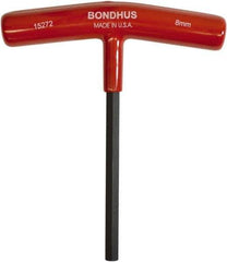 Bondhus - 8mm Hex, T-Handle Cushion Grip, Hex Key - 152mm OAL, Metric System of Measurement - USA Tool & Supply