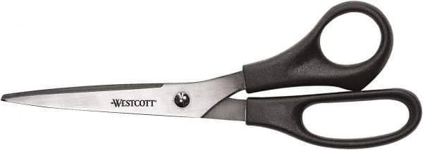 Westcott - 3-19/64" LOC, 8" OAL Stainless Steel Standard Standard - Plastic Straight Handle, For General Purpose Use - USA Tool & Supply