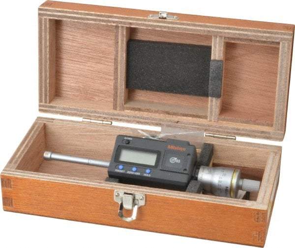 Mitutoyo - 0.35" to 0.425", IP65, TiN Finish, Electronic Inside Micrometer - 0.00005" Resolution, 0.0001" Accuracy - USA Tool & Supply