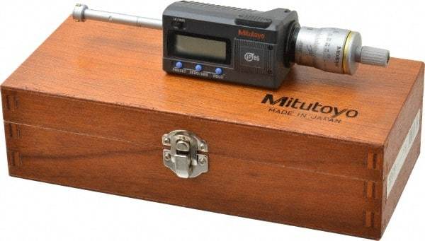 Mitutoyo - 0.425" to 0.5", IP65, TiN Finish, Electronic Inside Micrometer - 0.00005" Resolution, 0.0001" Accuracy - USA Tool & Supply