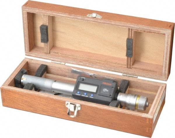 Mitutoyo - 0.8" to 1", IP65, TiN Finish, Electronic Inside Micrometer - 0.00005" Resolution, 0.00015" Accuracy - USA Tool & Supply