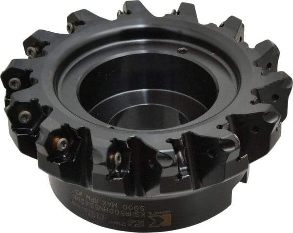 Kennametal - 5" Cut Diam, 1" Arbor Hole, 4.51mm Max Depth of Cut, 45° Indexable Chamfer & Angle Face Mill - 14 Inserts, HNGJ 535-GD Insert, Right Hand Cut, 14 Flutes, Through Coolant, Series KSHR - USA Tool & Supply