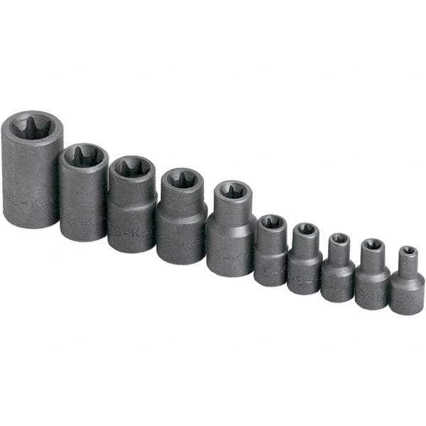 SK - 1/4" Drive Standard Socket Set - E4 to E18 Torx, Torx Measurement Standard - USA Tool & Supply