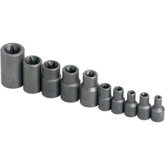SK - 1/4" Drive Standard Socket Set - E4 to E18 Torx, Torx Measurement Standard - USA Tool & Supply