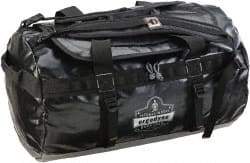 Ergodyne - 2 Pocket, 4,395 Cubic Inch, Tarpaulin, 600D Polyester Water Resistant Empty Duffel Bag - 23-1/2 Inch Wide x 10-1/2 Inch Deep x 10-1 2 Inch High, Black - USA Tool & Supply