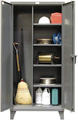 Strong Hold - 4 Shelf Combination Storage Cabinet - Steel, 48" Wide x 24" Deep x 72" High, Dark Gray - USA Tool & Supply